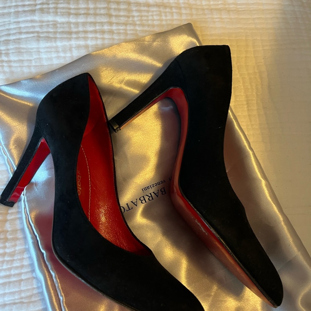 Antonio Barbato Red Soled Black Suede Classic Pumps Size 37